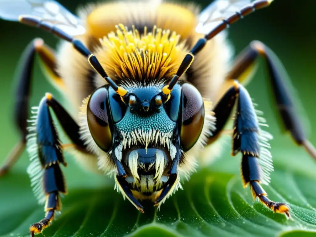 Una abeja cubierta de ácaros parásitos, destacando la relación entre estos insectos