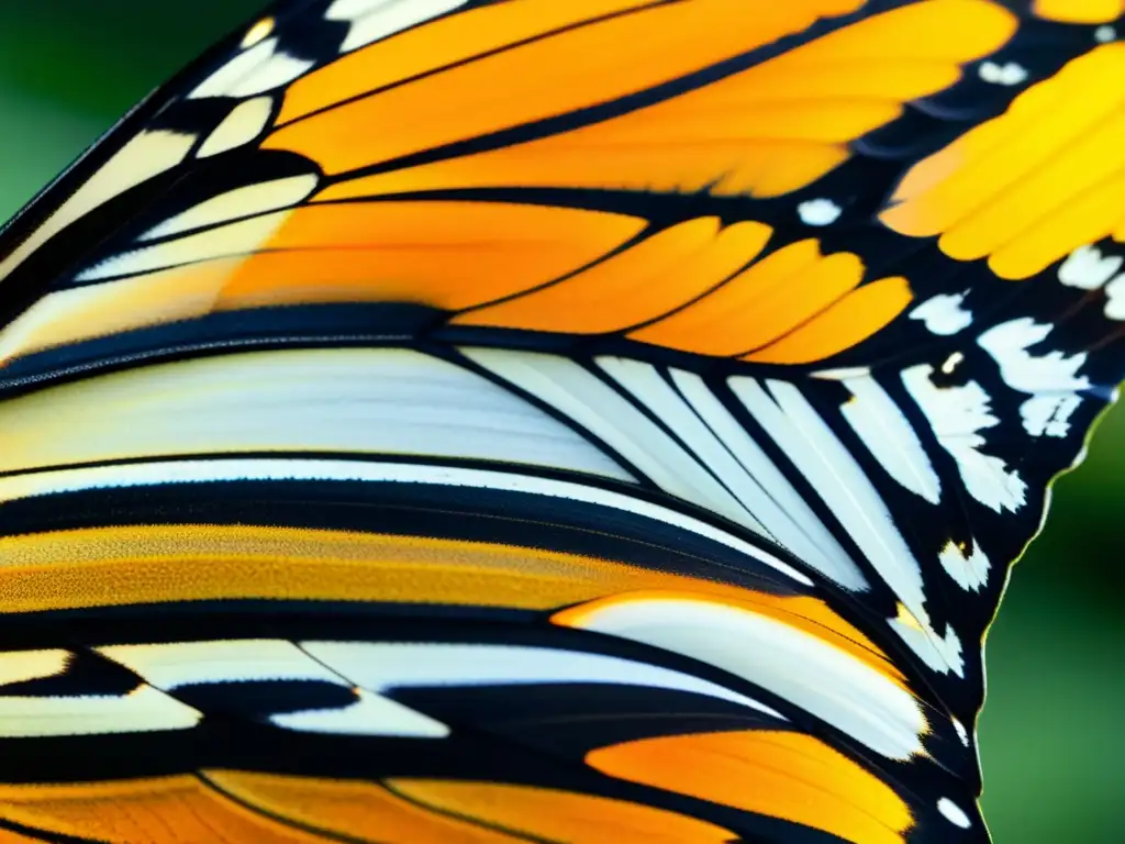 'Ala detallada de mariposa Monarca, deslumbrante con patrón naranja, negro y blanco