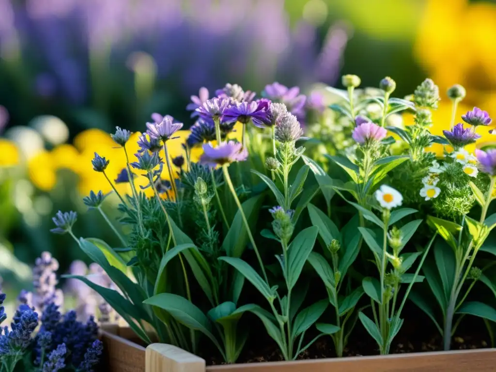 Un jardín aromático de hierbas y flores atrae insectos beneficiosos con su belleza y fragancias cautivadoras