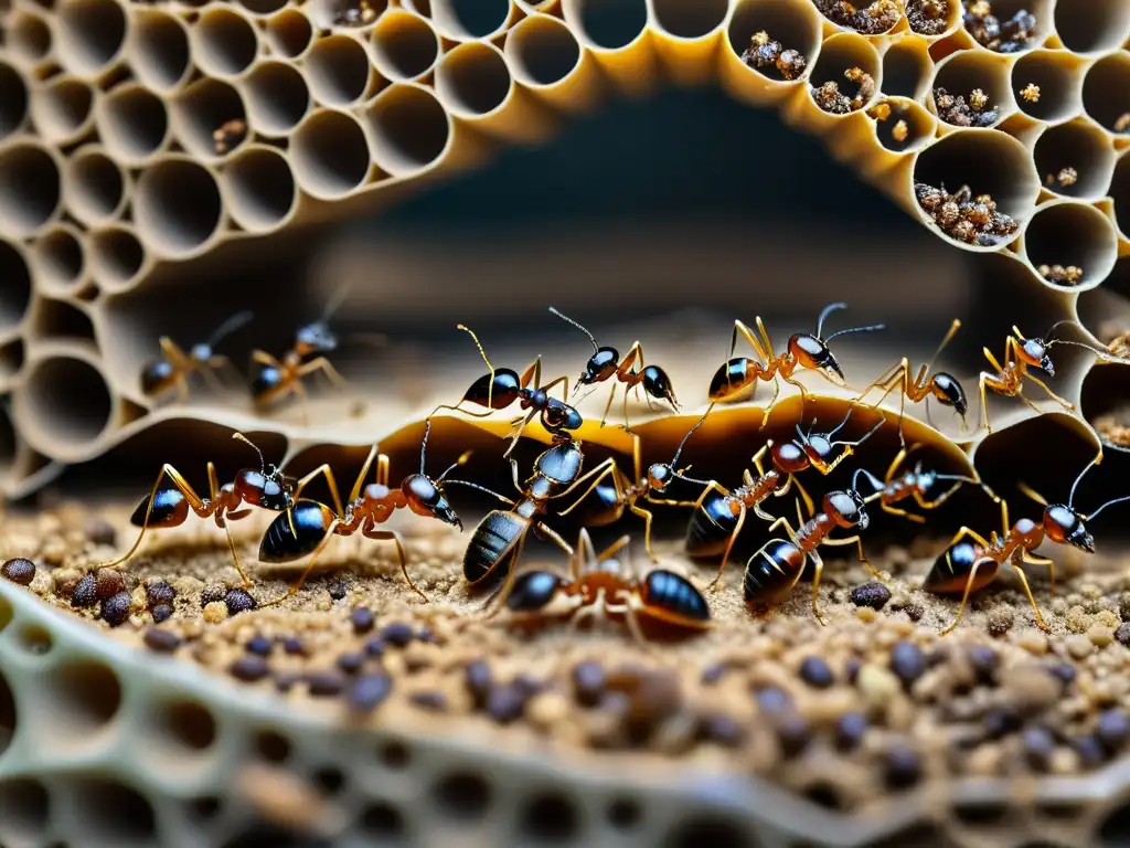 Asombrosa imagen de una colonia de hormigas mostrando su compleja estructura y comportamiento social evolución insectos