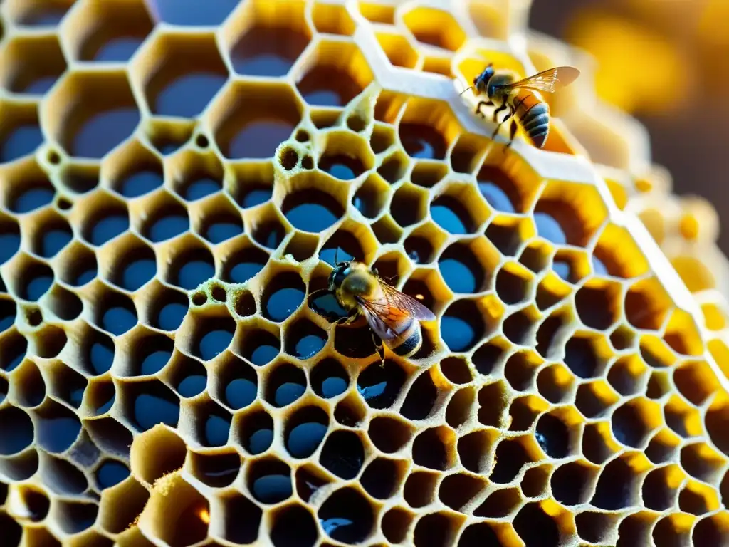 Bello panorama de colmena de meliponicultura con abejas sin aguijón trabajando juntas