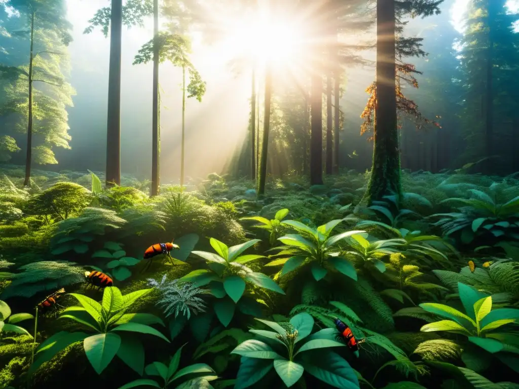 Un bosque invadido por insectos, reflejando las consecuencias de la globalización en insectos