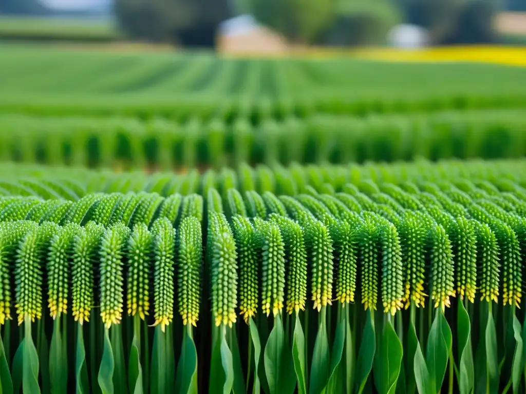 Un campo de cultivo detallado destaca el control ecológico de plagas con feromonas