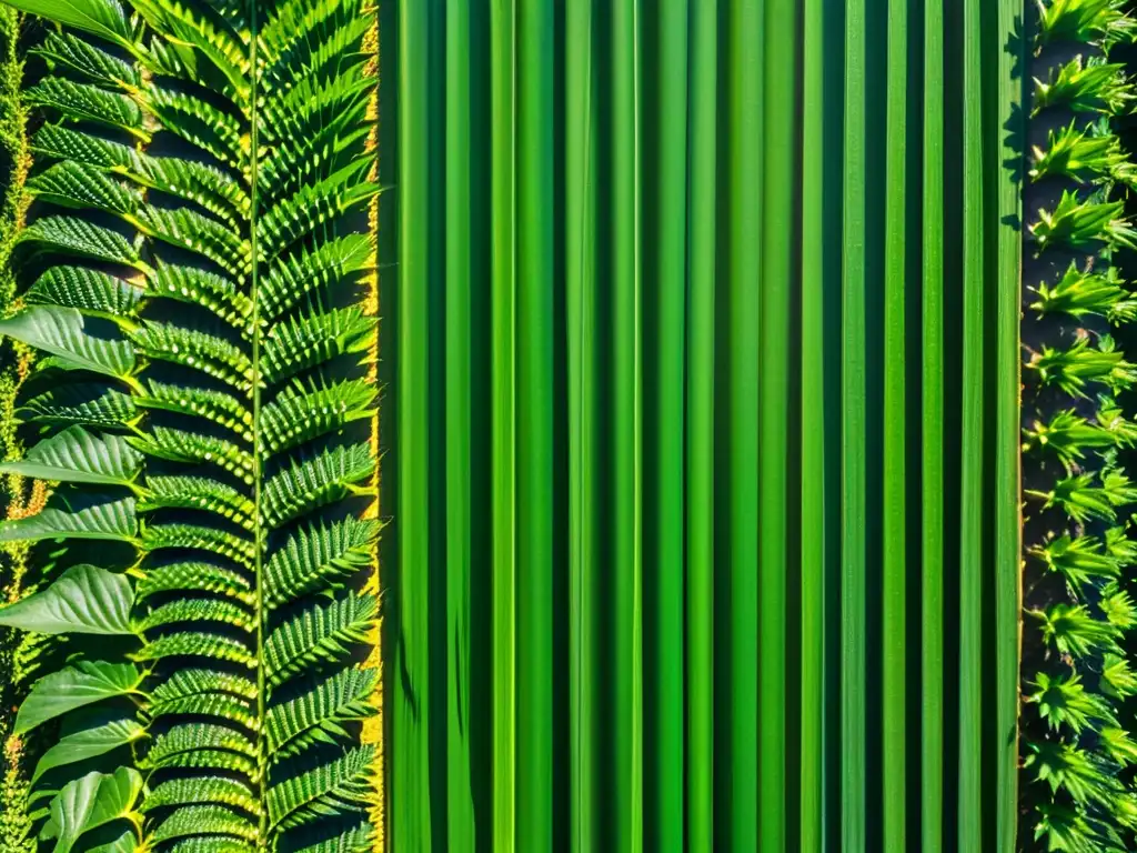 Un campo de maíz transgénico verde exuberante, con detalle genético visible, impacto en la biodiversidad