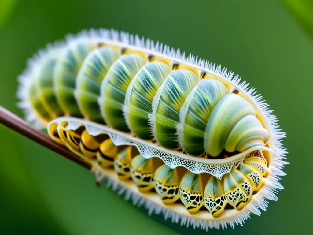 Dentro de un capullo, una oruga se transforma en una mariposa, mostrando los detalles y misterios de la metamorfosis en la vida del insecto