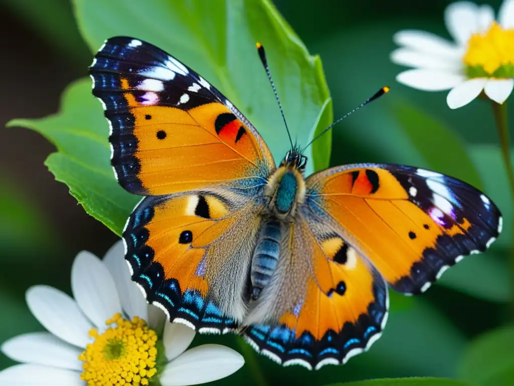 Un cautivador macro de una mariposa sobre una flor, destacando el delicado equilibrio natural y el declive de los insectos y cambio climático