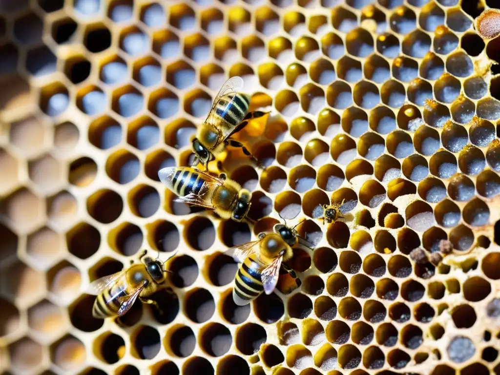 Una colmena bulliciosa con abejas trabajadoras y la dominancia femenina en el matriarcado de insectos