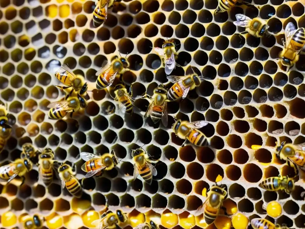 Colmena bulliciosa con abejas trabajadoras, diversidad genética vital para supervivencia de la colmena y el ecosistema