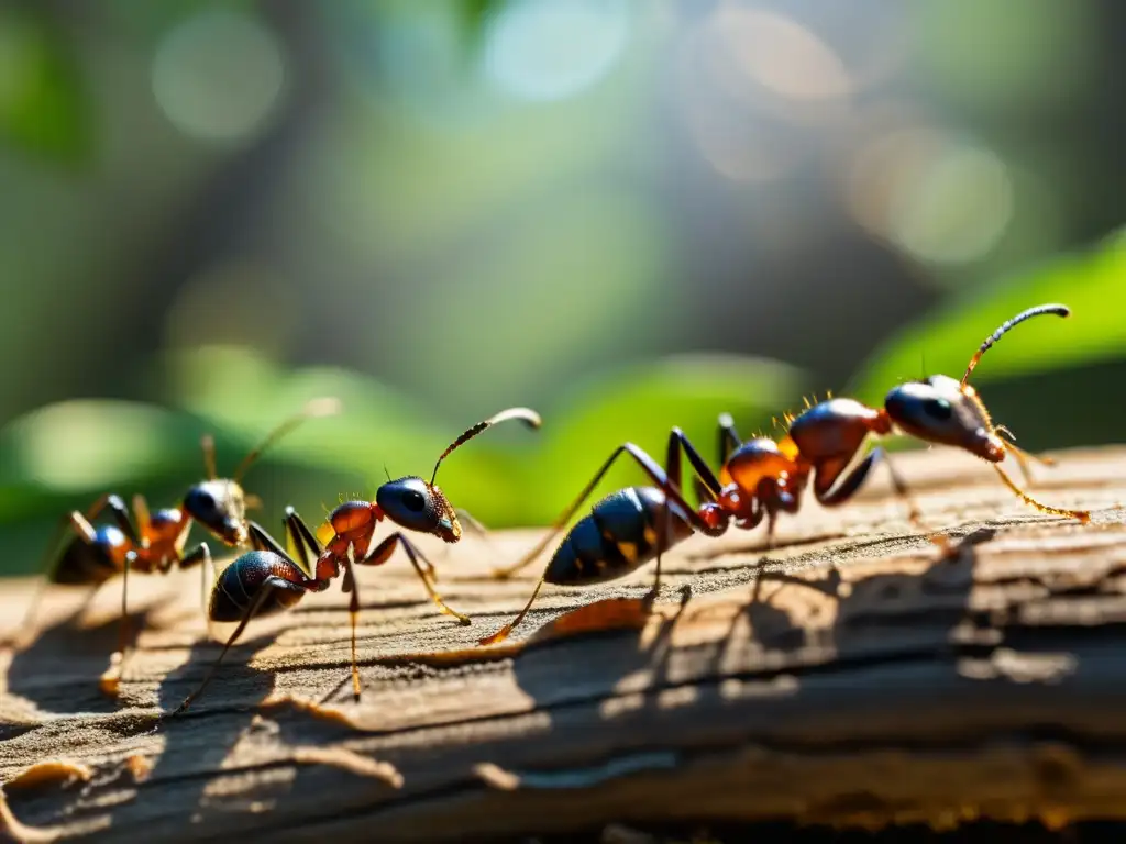 Columna de hormigas nómadas en migración espectacular a través del bosque