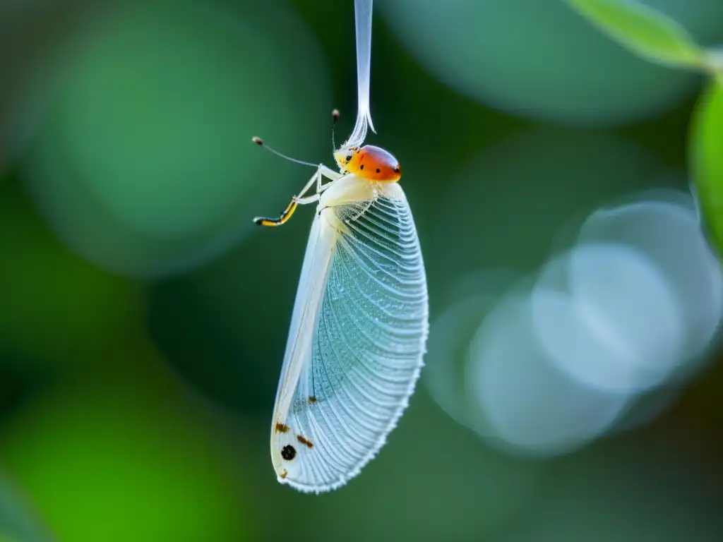 Detallada crisálida colgando de una rama, revelando la transformación de la mariposa