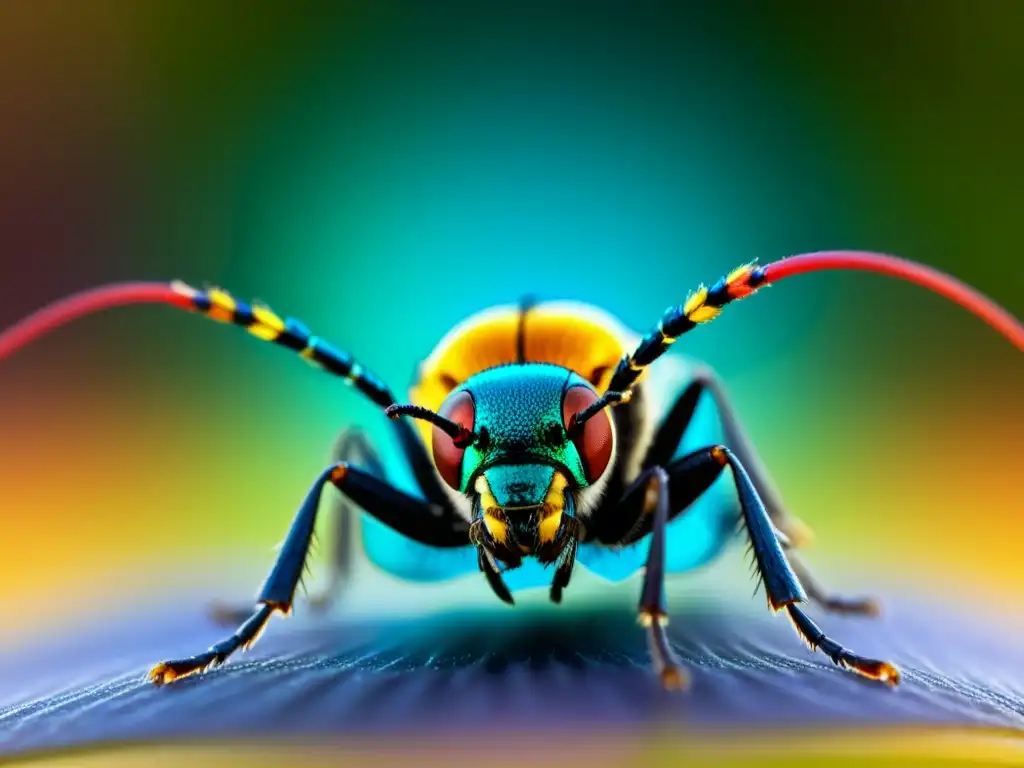 Detallada imagen de una antena de insecto con sensores capaces de detectar campos eléctricos