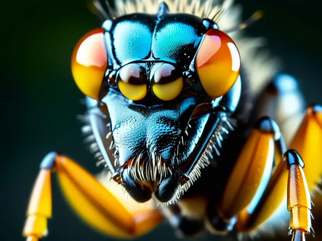 Detallada imagen de un insecto venenoso con un exoesqueleto colorido y letal