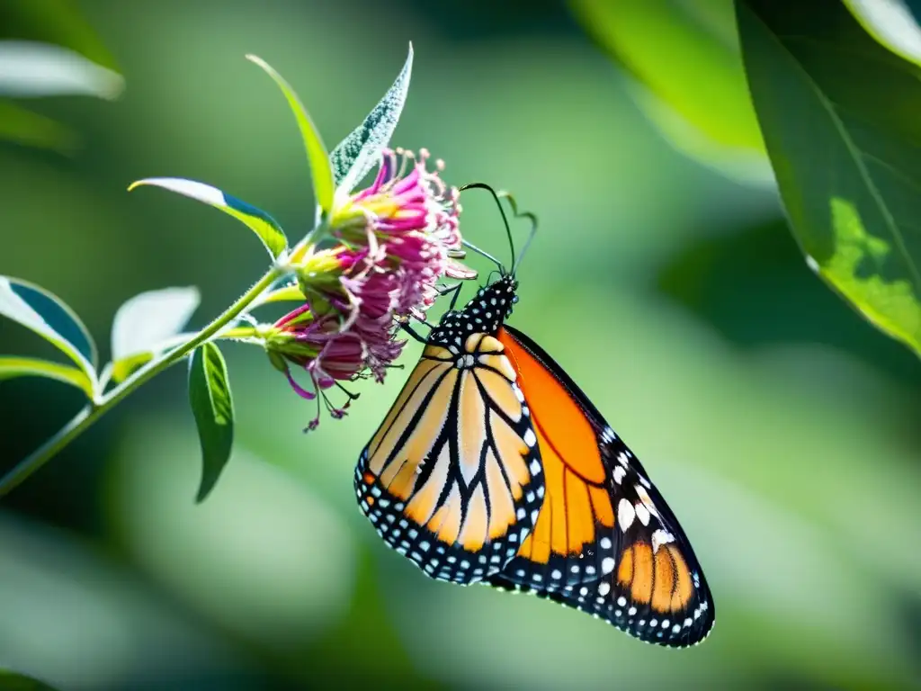 Detallada imagen de una mariposa monarca en diapausa, revelando sus patrones y colores