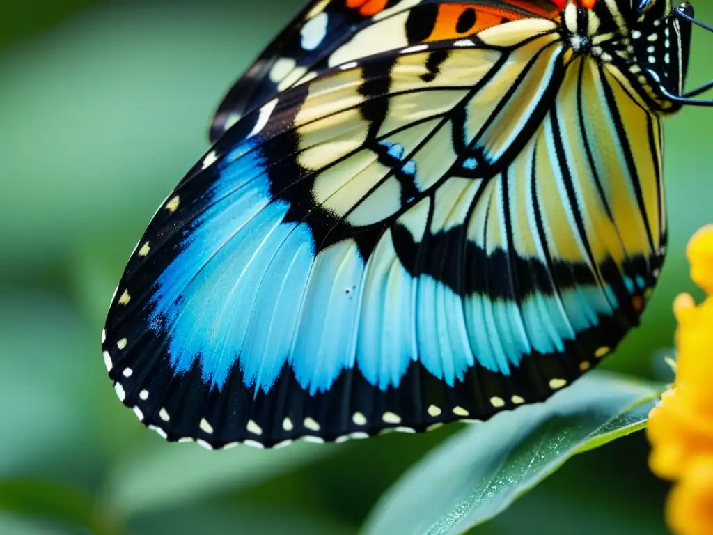 Detallada imagen de la evolución de la metamorfosis en insectos, con una mariposa emergiendo de su crisálida con alas vibrantes y delicados detalles