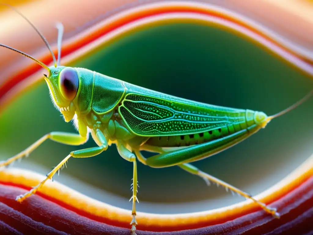 Detallada imagen de un sistema circulatorio abierto en insectos, mostrando la red de vasos y el movimiento pulsatil de la hemolinfa en un saltamontes