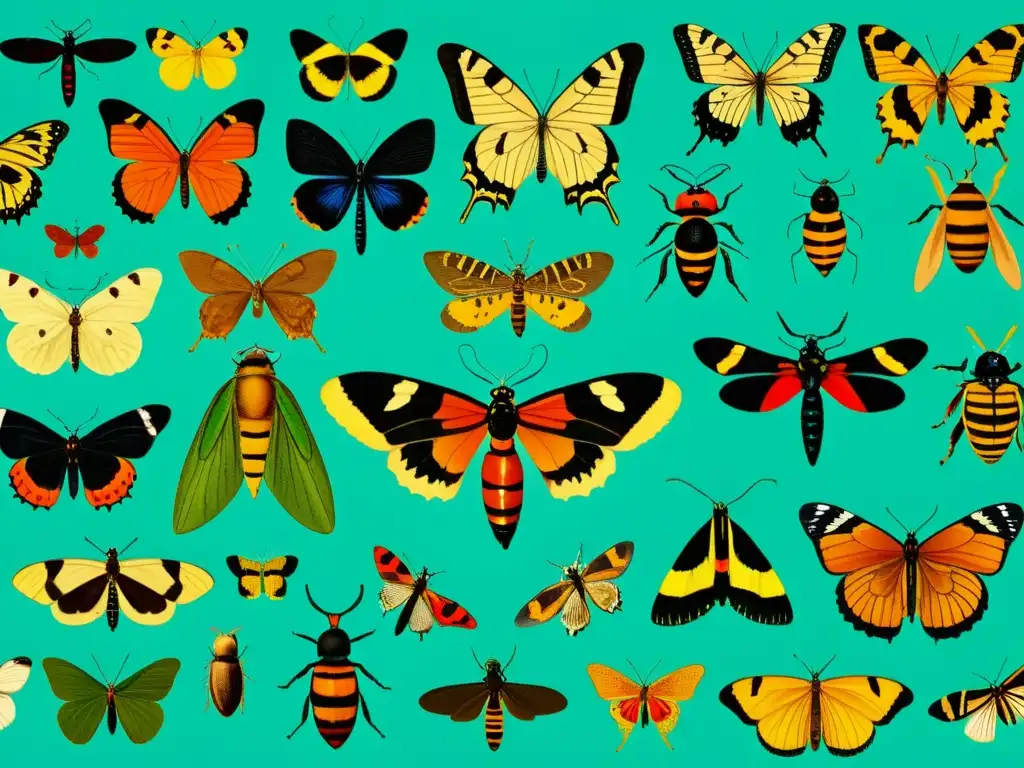 Ilustración detallada de insectos para educación científica, con maravillosos colores y texturas en un hábitat natural vibrante