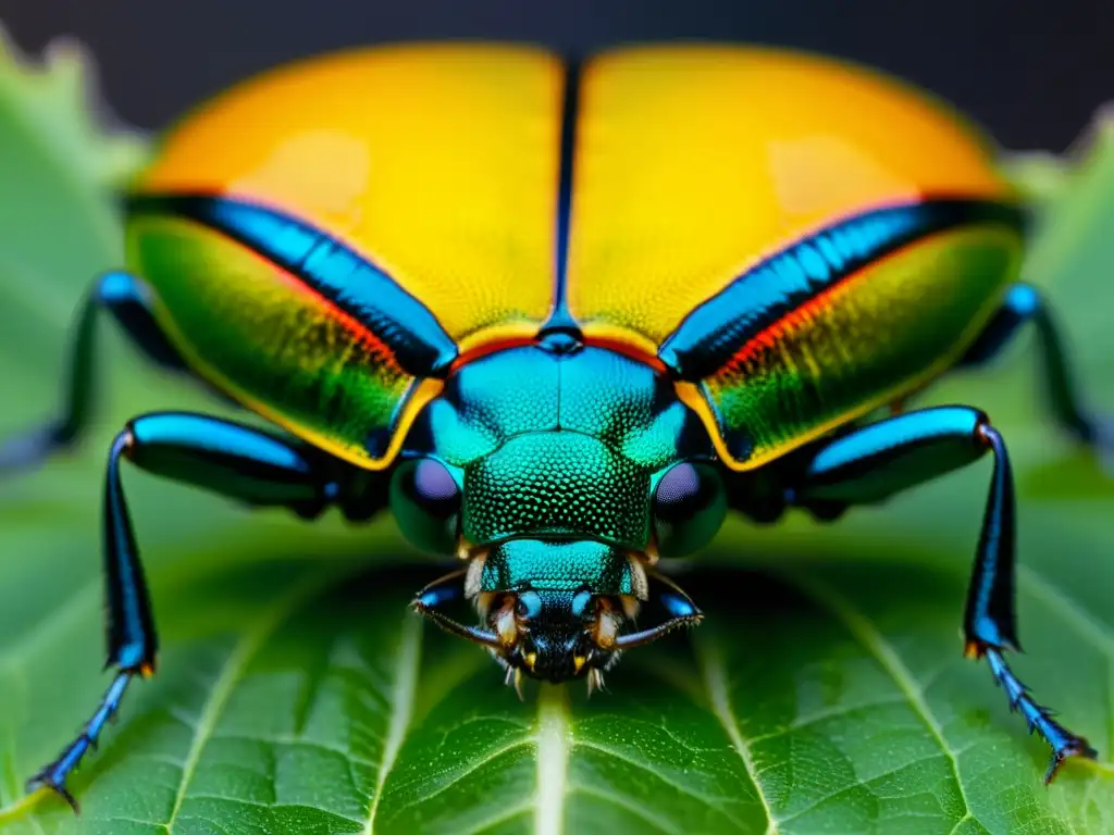 Detalle de las adaptaciones bucodentales de un insecto herbívoro, mostrando sus mandíbulas y maxilares con claridad impresionante