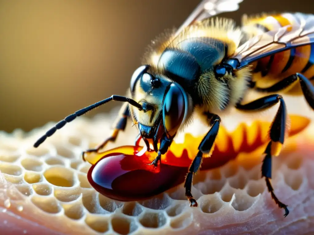 Detalle del aguijón de abeja en la piel humana, resaltando la importancia de las picaduras de insectos