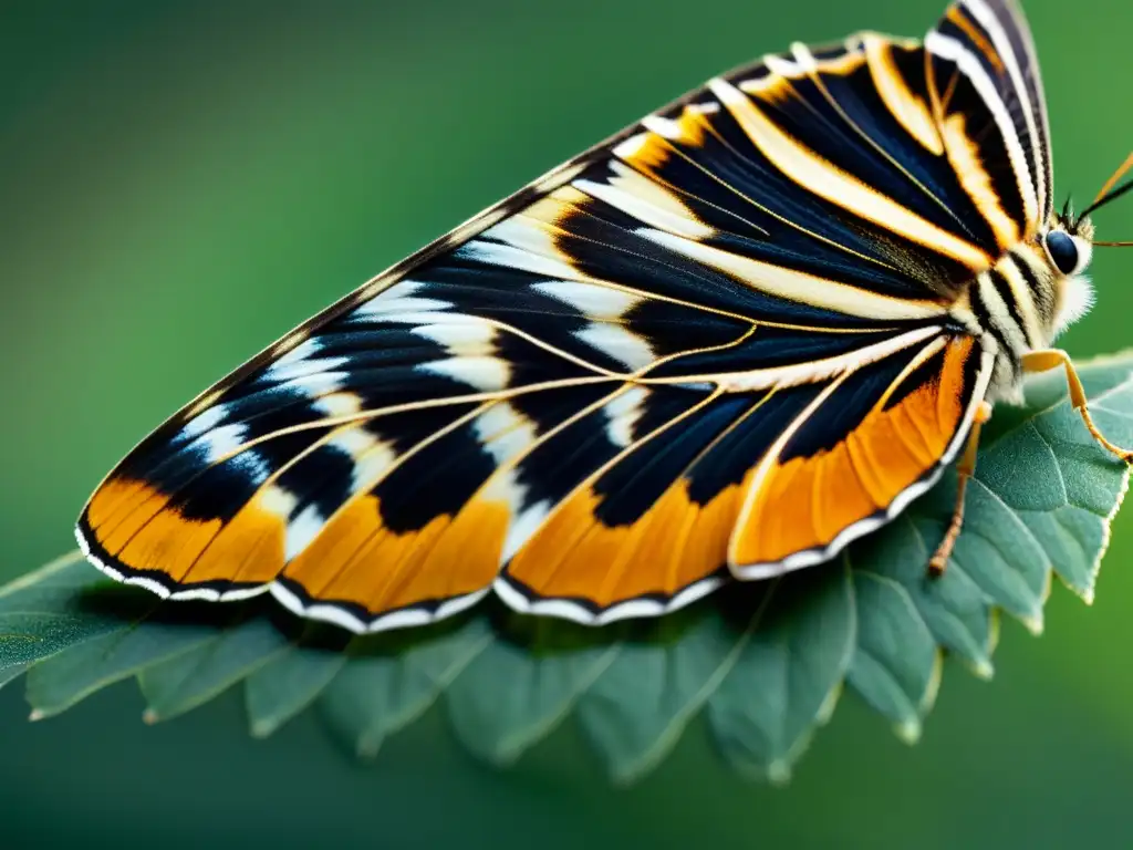 Detalle de ala de polilla con patrones y colores para adaptación de insectos a desafíos ambientales