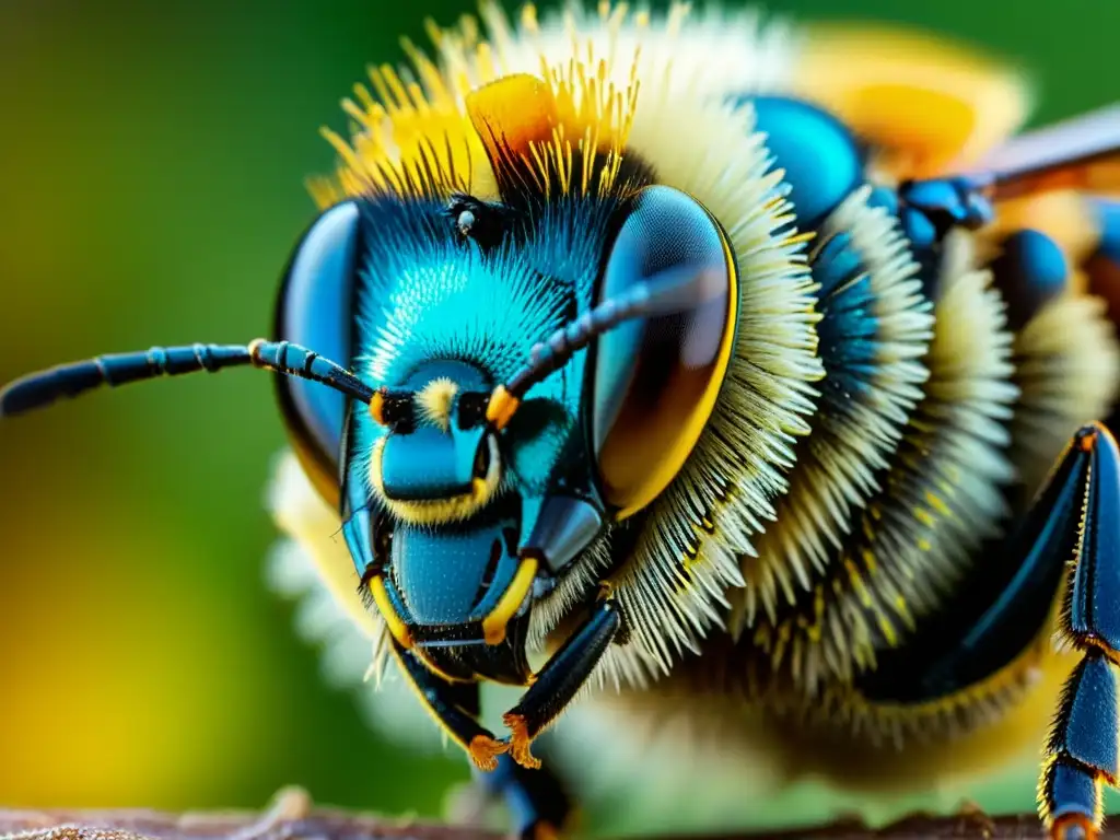 Detalle de la antena de abeja resaltando su función en la percepción sensorial y navegación