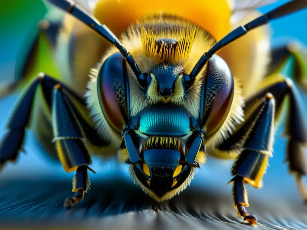 Detalle de la antena de una abeja, resaltando su función en la comunicación y navegación de insectos