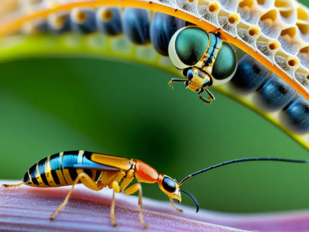 Detalle de reproducción asexual y sexual en insectos, mostrando procesos únicos y complejas interacciones reproductivas