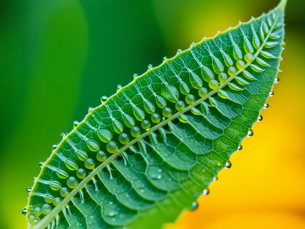 Detalle asombroso de áfidos en hoja de planta