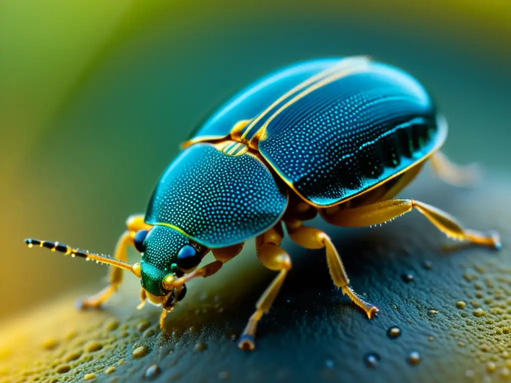 Detalle asombroso de los delicados pelos sensoriales de un escarabajo acuático, captando campos eléctricos con microestructuras visibles