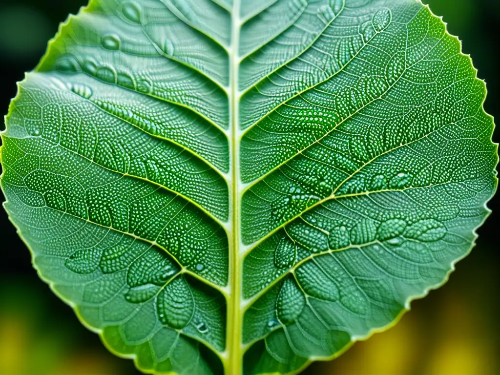 Detalle asombroso de huevos de insectos en hoja verde resaltando la importancia de los insectos en la cadena trófica