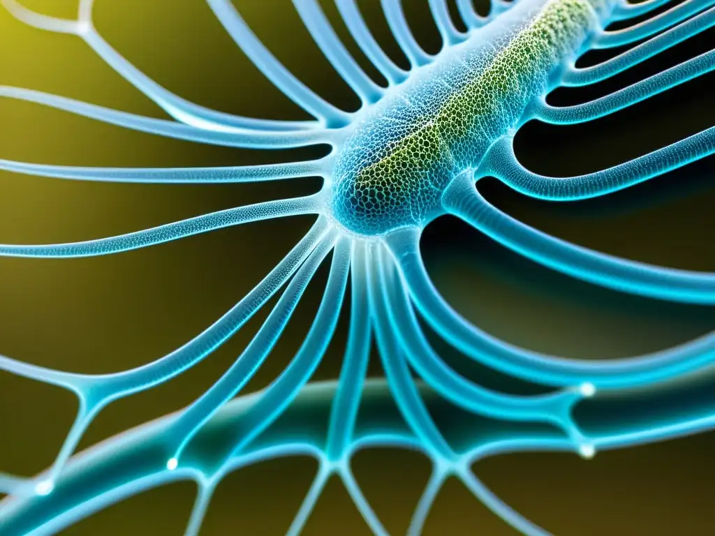 Detalle del asombroso sistema traqueal de los insectos, revelando su complejidad y eficiencia en la respiración a nivel microscópico