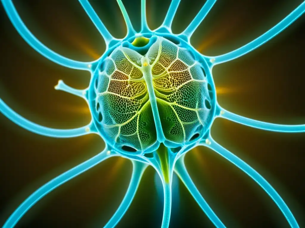 Detalle asombroso del sistema traqueal de un insecto, destacando su estructura ramificada y su eficiencia respiratoria