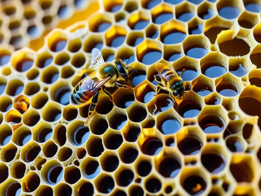 Detalle de colmena de abejas sin aguijón con beneficios de la meliponicultura para salud