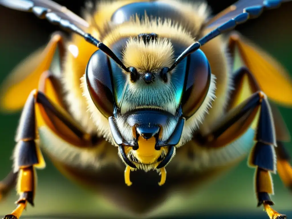 Detalle de la compleja estructura de la antena de una abeja, resaltando la función de las antenas en insectos