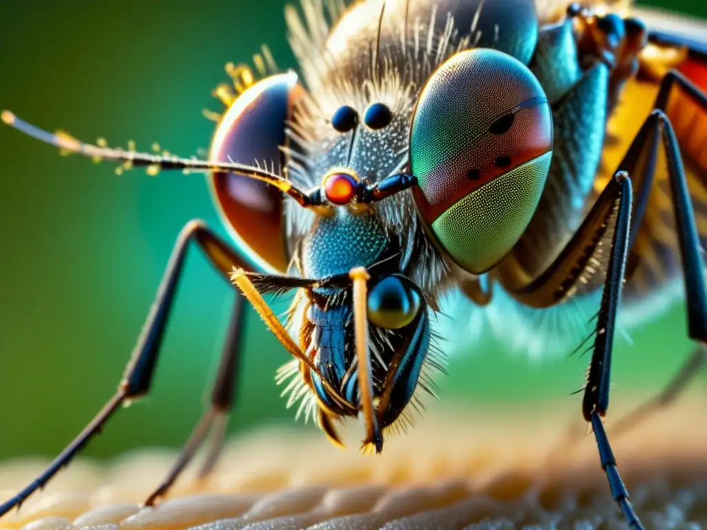 Detalle fascinante de los ojos compuestos de un mosquito