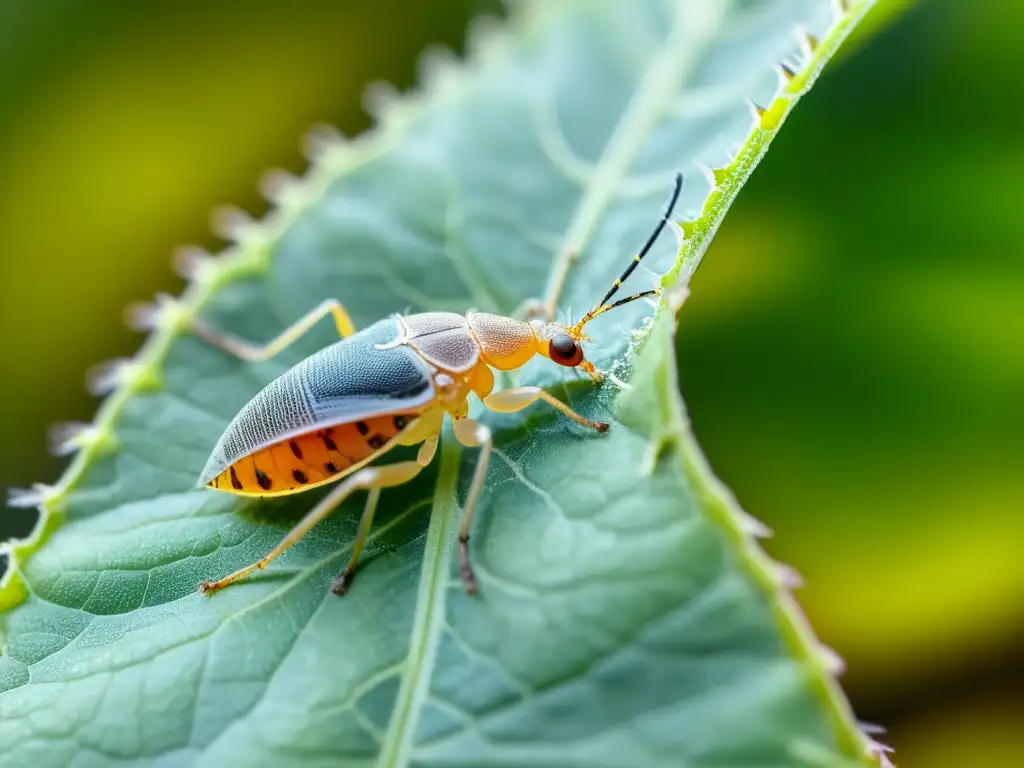 Detalle fascinante de una pulgón hembra dando a luz por partenogénesis, mostrando la reproducción asexual en insectos con belleza y complejidad