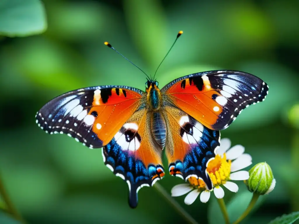 Detalle de mariposa y flor en un entorno natural, resaltando la importancia de los insectos en ecosistemas