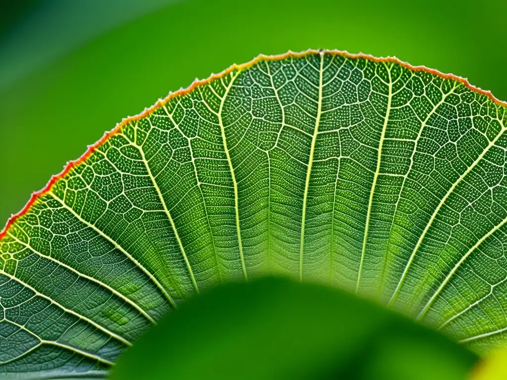 Detalle de una hoja de planta infestada de plagas, mostrando los insectos y los daños