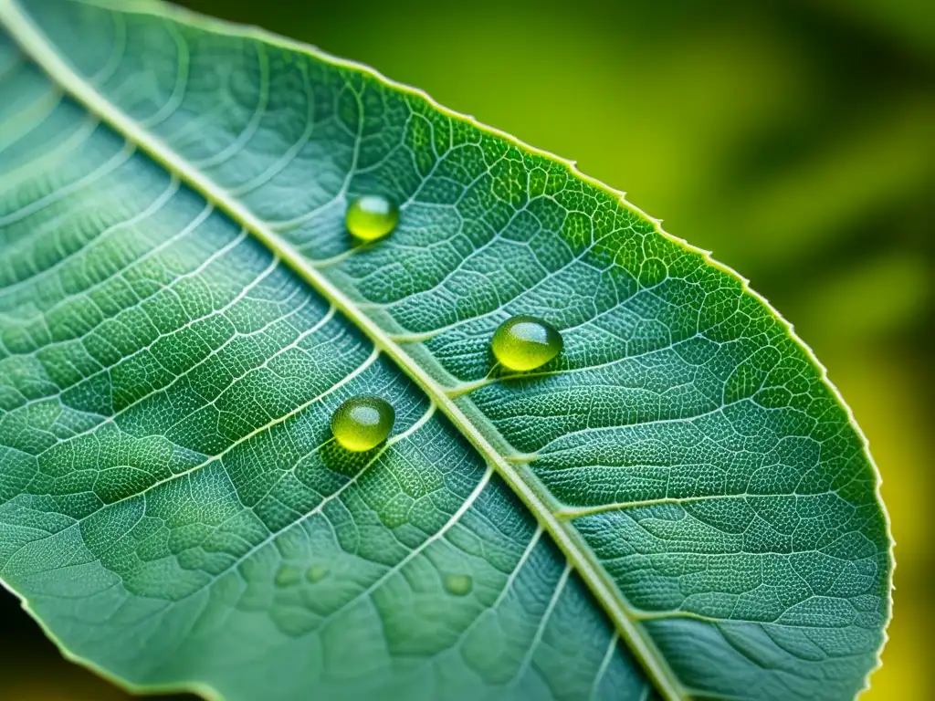 Detalle de hoja verde con huevos de insectos, resaltando la importancia de los insectos como bioindicadores en la salud ambiental