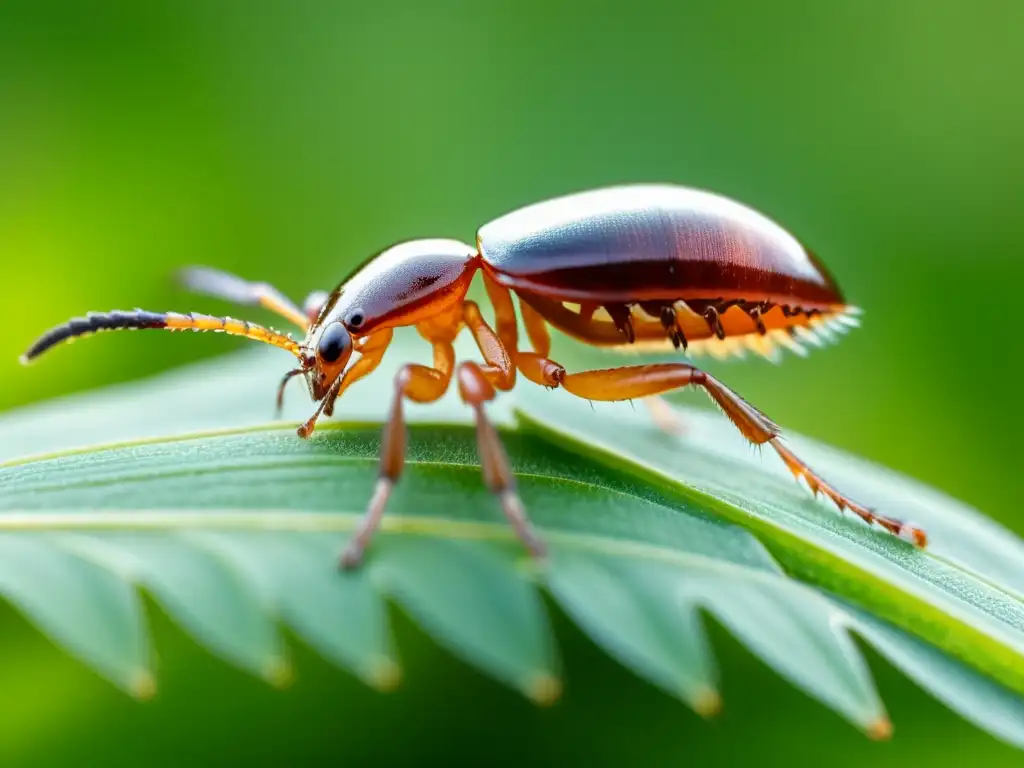 Detalle impactante de garrapata en hoja, destacando sus características y la enfermedad de Lyme en garrapatas en la naturaleza salvaje