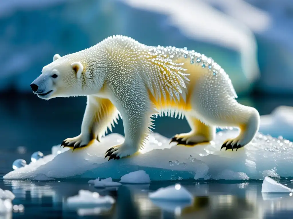 Detalle impactante: insecto polar en hielo derretido, reflejando el impacto del deshielo ártico en la vida de los insectos polares