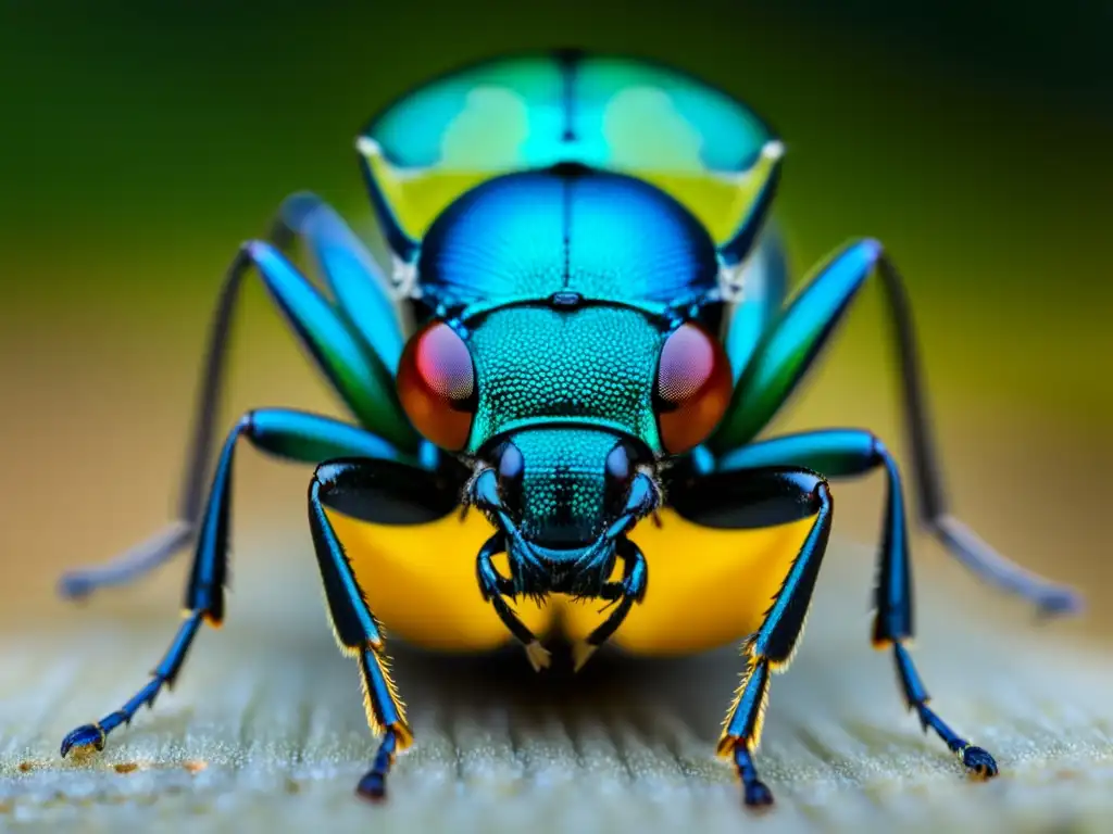 Detalle asombroso: Macrofotografía de insecto revela su belleza única Detalle impresionante del exoesqueleto de un insecto, resaltando la importancia de la taxonomía insectil