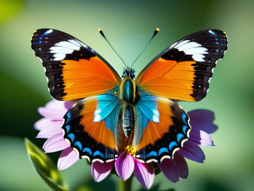 Detalle impresionante de mariposa y flor capturado con cámaras macro para fotografía de insectos