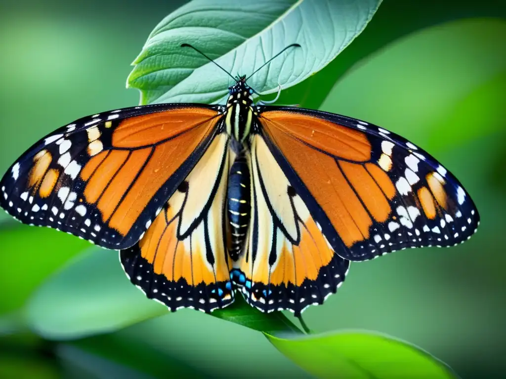 Detalle impresionante de la metamorfosis de un capullo a mariposa Monarca, resaltando la belleza del proceso metamorfosis capullo insectos