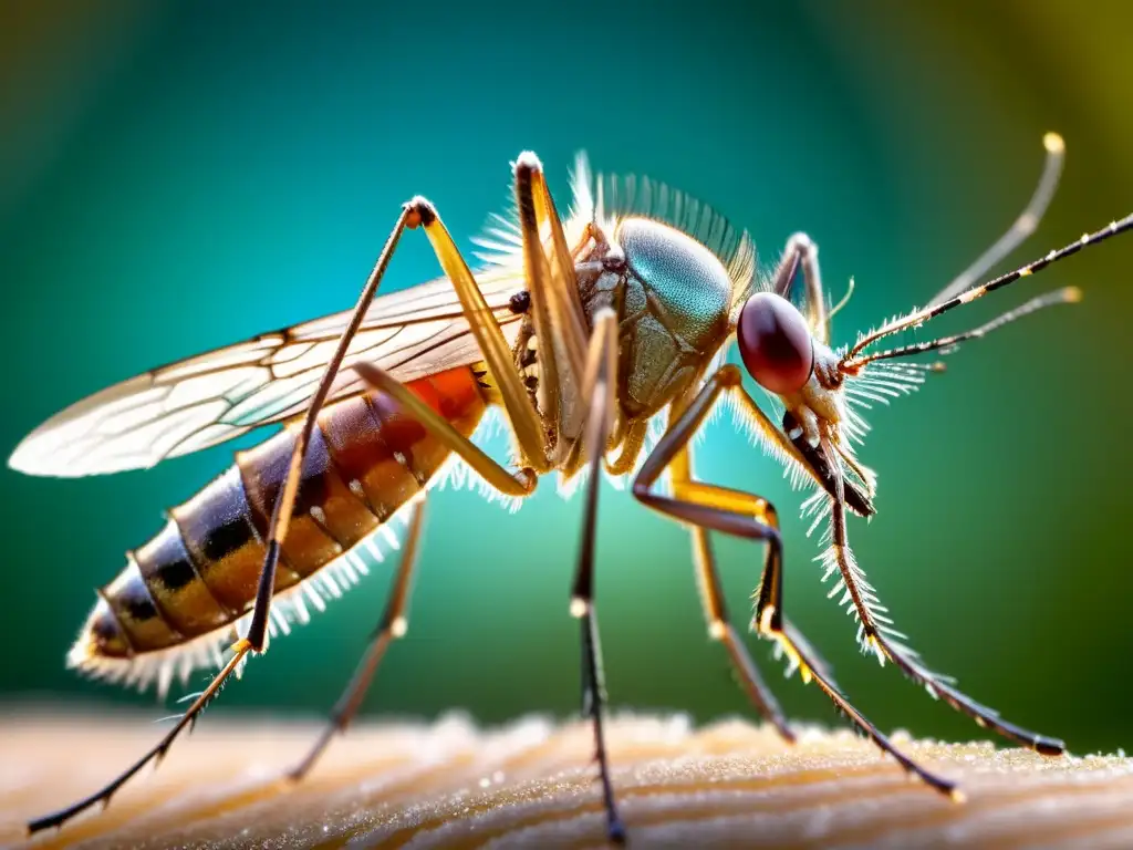 Detalle impresionante de un mosquito en vuelo, evocando fascinación y amenaza