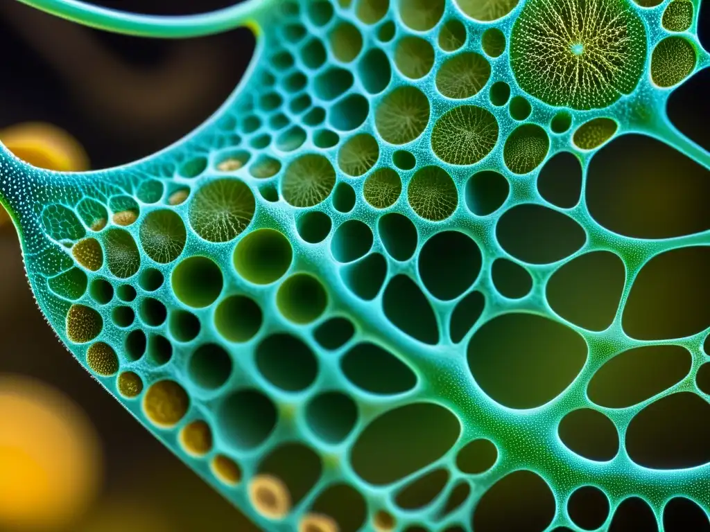 Detalle impresionante del sistema traqueal de los insectos, revelando su compleja estructura ramificada y su asombrosa eficiencia respiratoria