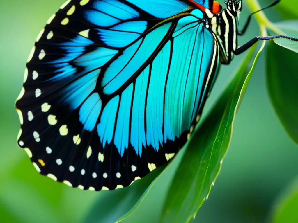 Detalle increíble de la metamorfosis de una mariposa, con colores vibrantes y texturas asombrosas