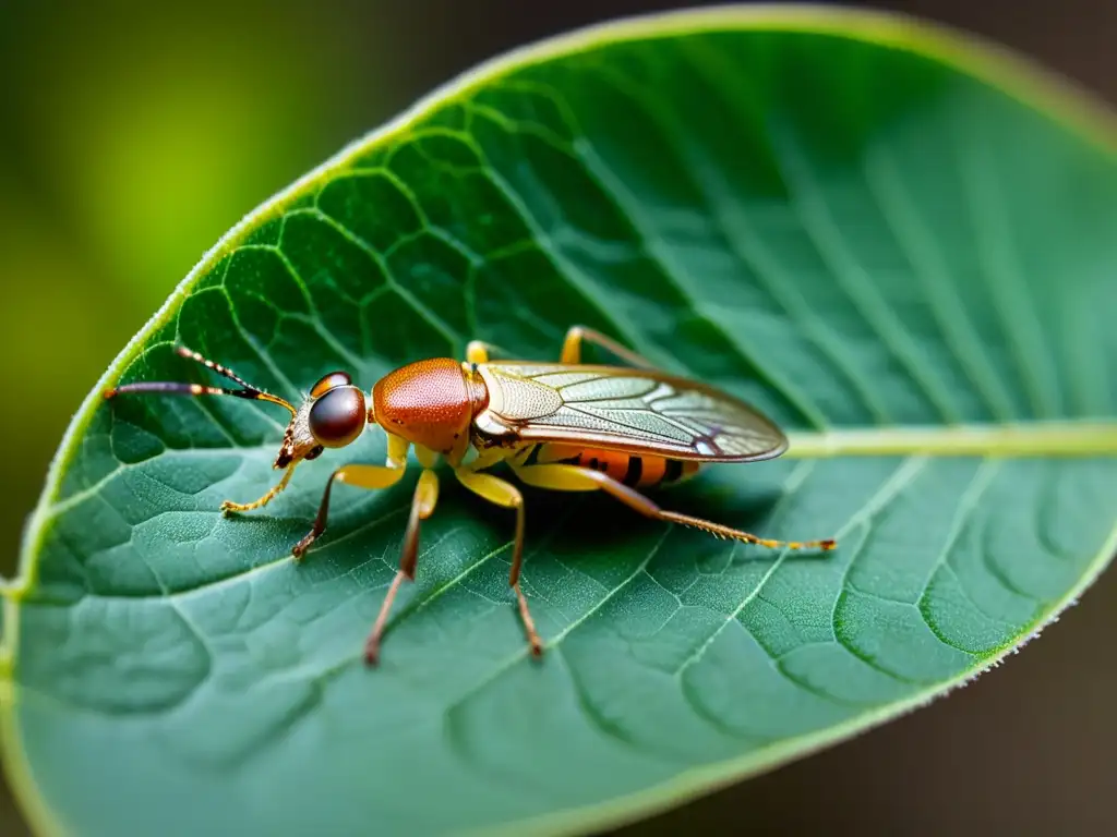 Detalle de un insecto electroreceptivo en su hábitat natural, con sus antenas delicadas atentas a los campos eléctricos circundantes