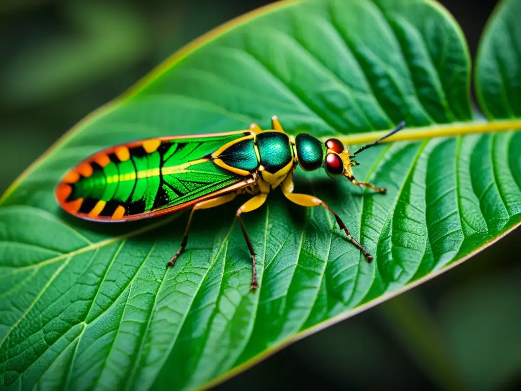 Detalle de insecto invasor en hoja verde, resaltando la necesidad de detección temprana de insectos invasores automatizada