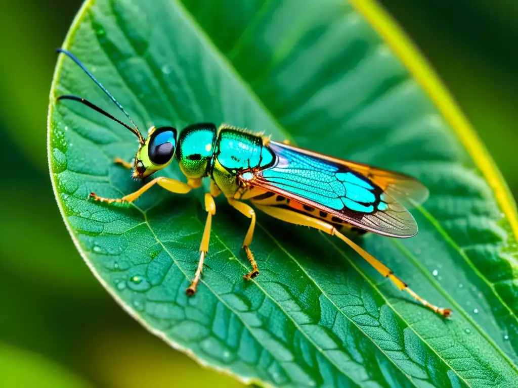 Detalle de insecto invasor sobre hoja verde, resaltando la importancia de las especies invasoras en el ecosistema