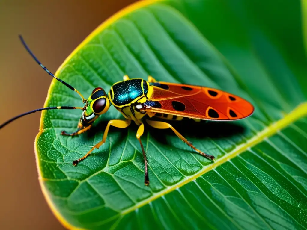 Detalle de insecto genéticamente modificado en hoja, ilustrando avances en control de plagas mediante biotecnología